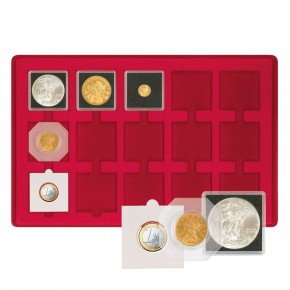 Münzenkoffer mit 5 Münztableaus für Münzrähmchen